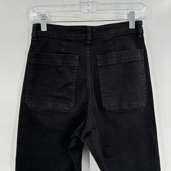 EVERLANE Black Wash High Rise Straight Leg Crop Denim Jeans Size 4 Short - Picture 5 of 7